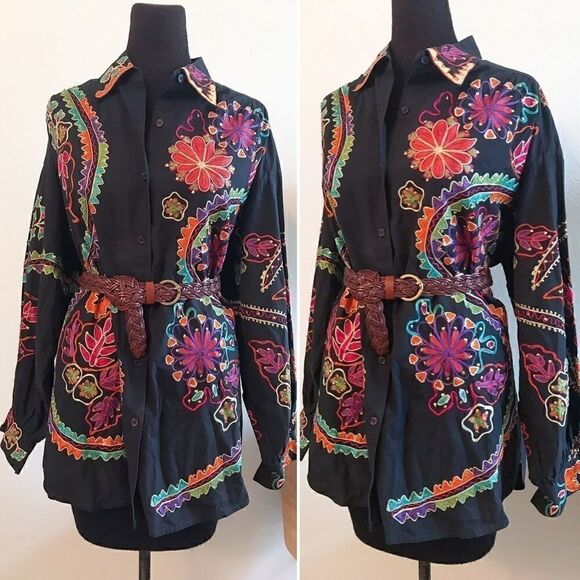 Vintage embroidered boho button down - Picture 1 of 8